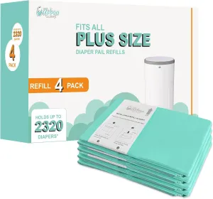 Refills Compatible with Dekor Plus Diaper Pail,4 Pack Diaper Pail Refill Bags Liners, Reinforced Thickness Diaper Trash Bags, Holds up to 2320 Diapers,Tropical Fruit