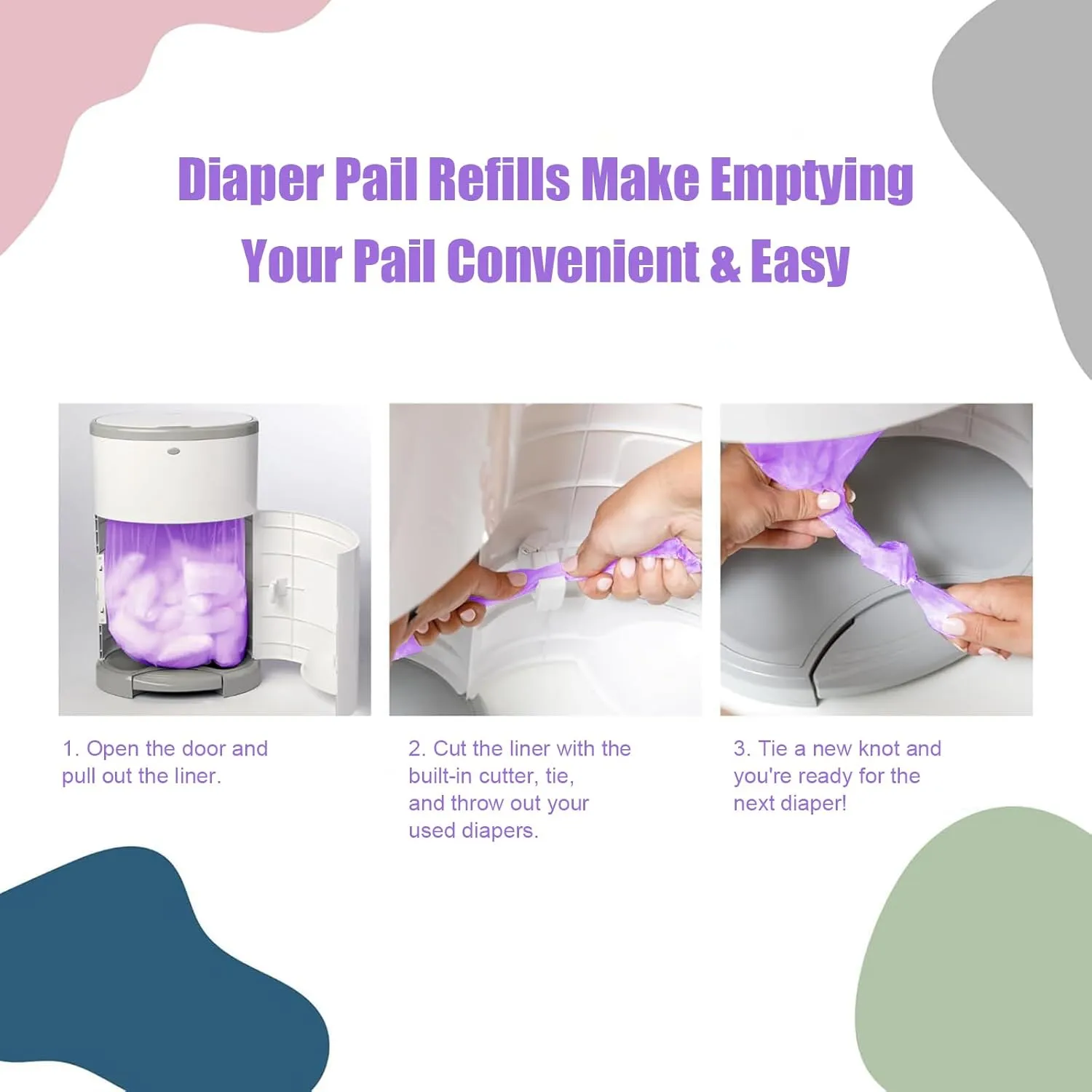 Refills Compatible with Dekor PLUS Diaper Pail,4 Pack Disposable Diaper Pail Refills, Easy to Replace and Dispose Diaper Trash Bags, Holds up to 2320 Diapers,Lavender Scent