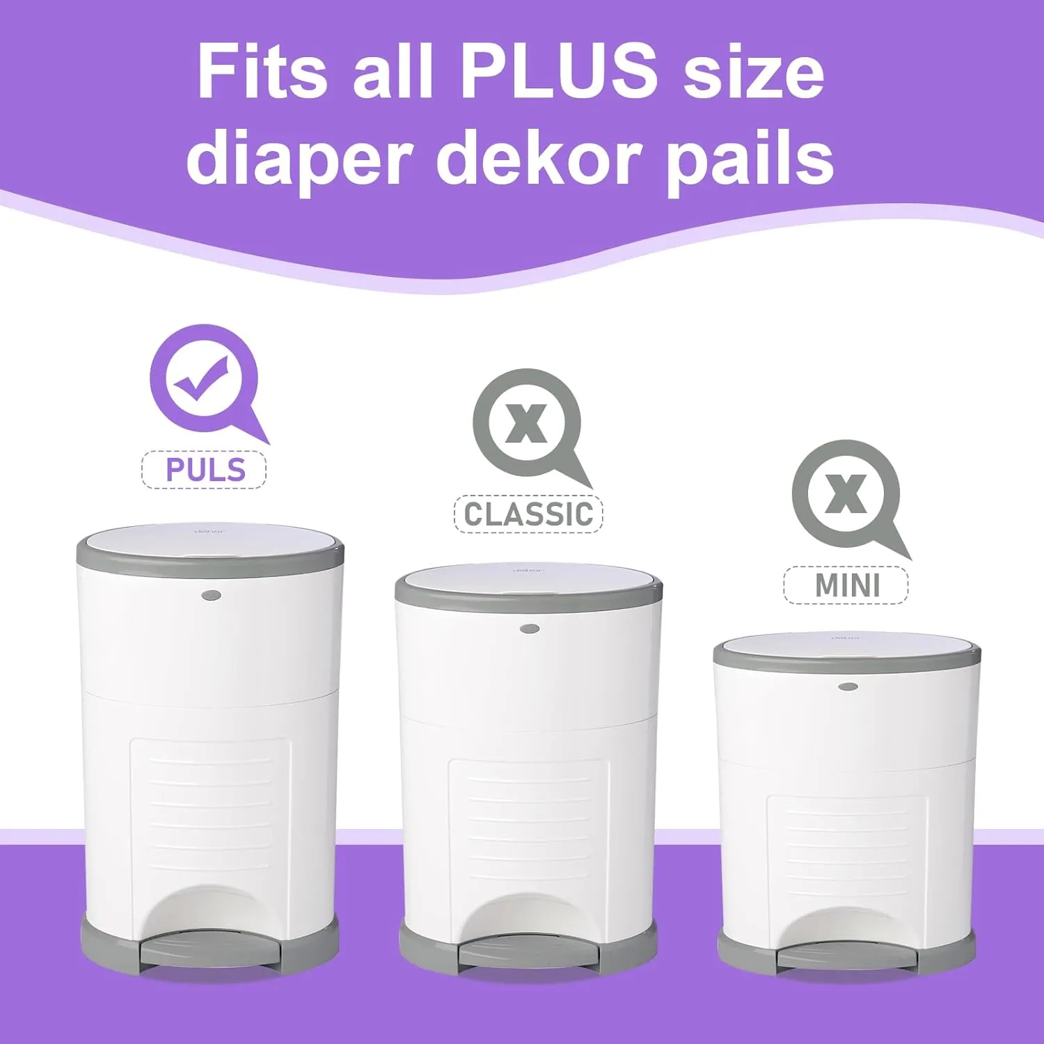 Refills Compatible with Dekor PLUS Diaper Pail,4 Pack Disposable Diaper Pail Refills, Easy to Replace and Dispose Diaper Trash Bags, Holds up to 2320 Diapers,Lavender Scent
