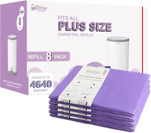 Refills Compatible with Dekor PLUS Diaper Pail,8 Pack Disposable Diaper Pail Refills, Easy to Replace and Dispose Diaper Trash Bags, Holds up to 4640 Diapers,Lavender Scent
