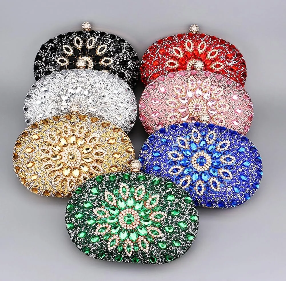 Rhinestone Clutch Purses for Women Sparkly Evening Bags Luxury Crystal Round Pearl Clasp Handbag Diamond Handbags 2025