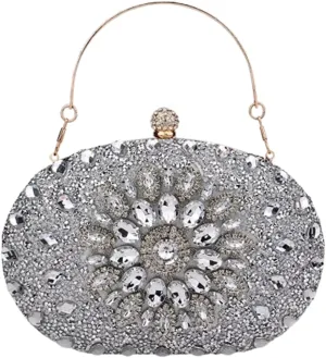 Rhinestone Clutch Purses for Women Sparkly Evening Bags Luxury Crystal Round Pearl Clasp Handbag Diamond Handbags 2025