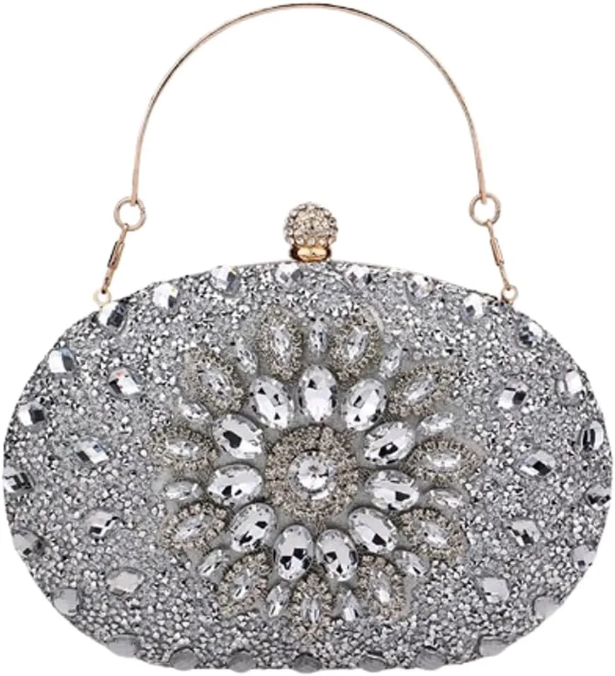 Rhinestone Clutch Purses for Women Sparkly Evening Bags Luxury Crystal Round Pearl Clasp Handbag Diamond Handbags 2025