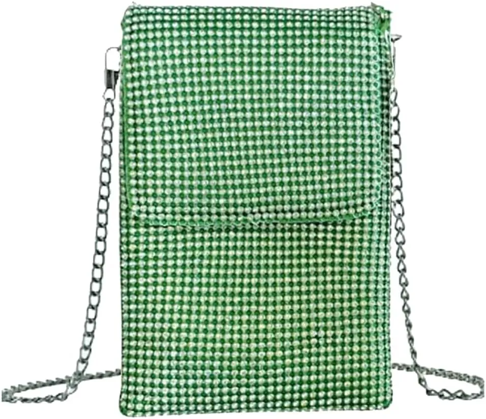 Rhinestone Crossbody Cell Phone Purse Wallet Clutch Crystal Evening Handbags Bling Shoulder Smart Phone Bag
