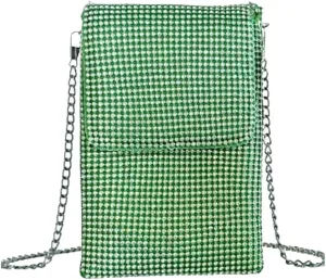 Rhinestone Crossbody Cell Phone Purse Wallet Clutch Crystal Evening Handbags Bling Shoulder Smart Phone Bag