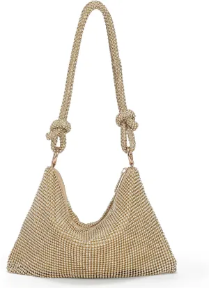 Rhinestone Evening Bag Purse For Women Sparkly Gold Clutch Purses Cross Body Mini Handbags For Women Party Club Wedding Prom Gold