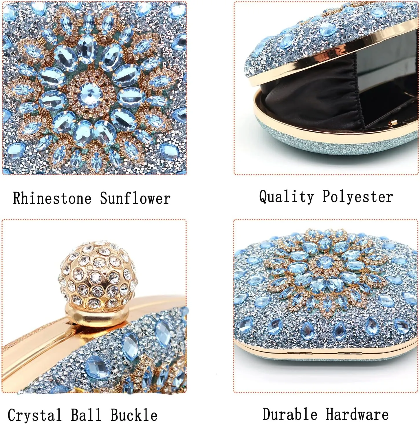Rhinestone Evening Clutch Purses for Women Wedding Clutch Party Purse Bridal Diamonds Prom Cocktail Handbags