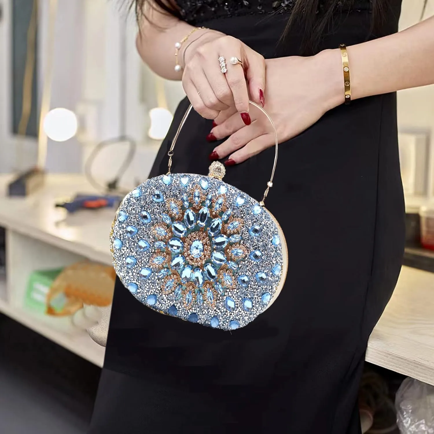 Rhinestone Evening Clutch Purses for Women Wedding Clutch Party Purse Bridal Diamonds Prom Cocktail Handbags
