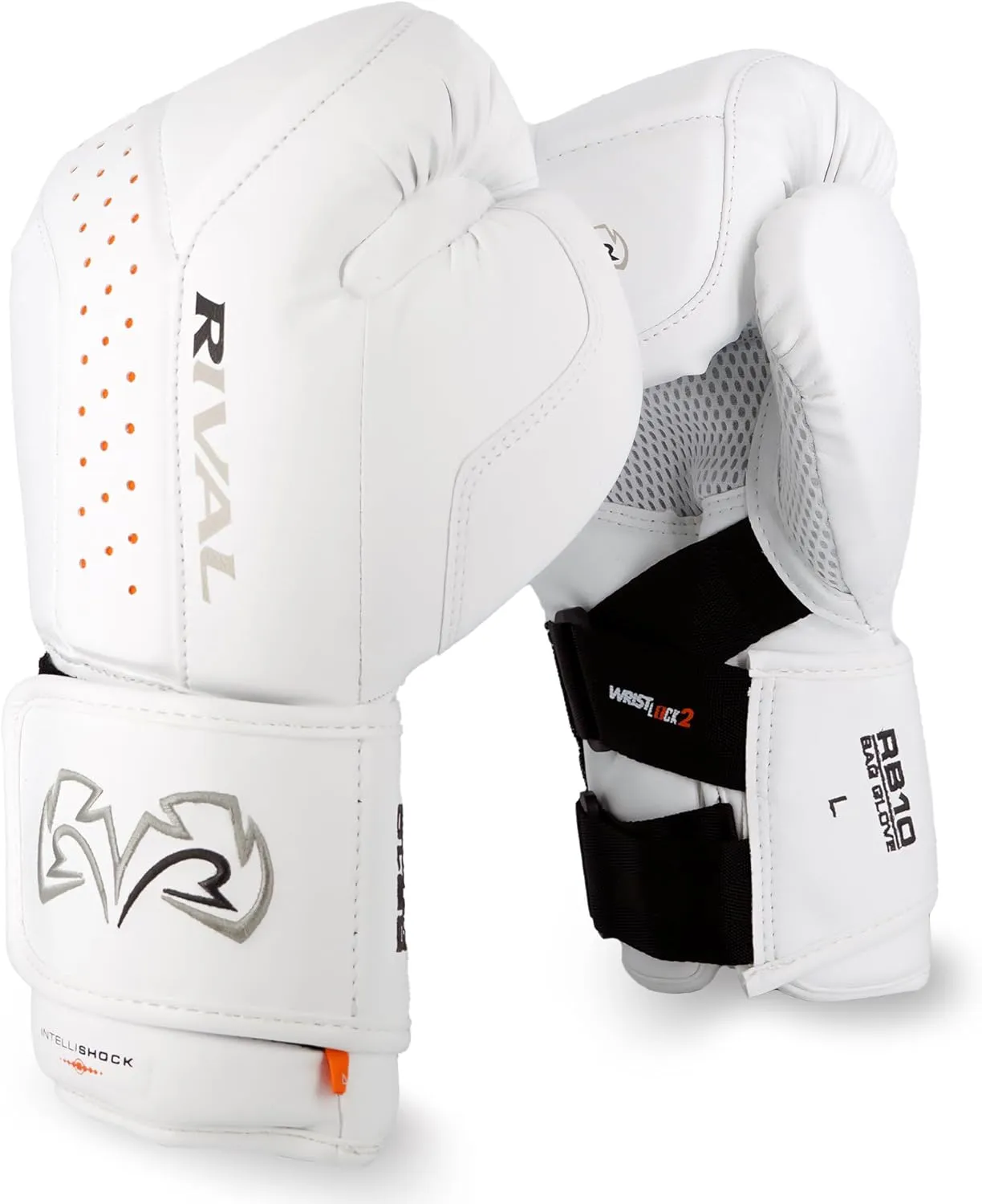 RIVAL Boxing RB10 Intelli-Shock Bag Gloves, Hook and Loop Closure - Ergonomic Fit, 1.25” of Closed Cell Foam for Intense Bag Use