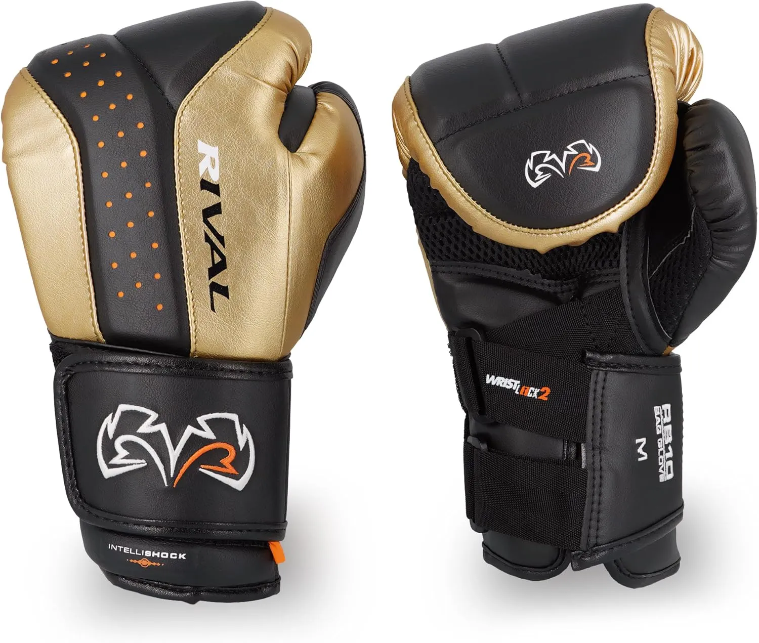RIVAL Boxing RB10 Intelli-Shock Bag Gloves, Hook and Loop Closure - Ergonomic Fit, 1.25” of Closed Cell Foam for Intense Bag Use