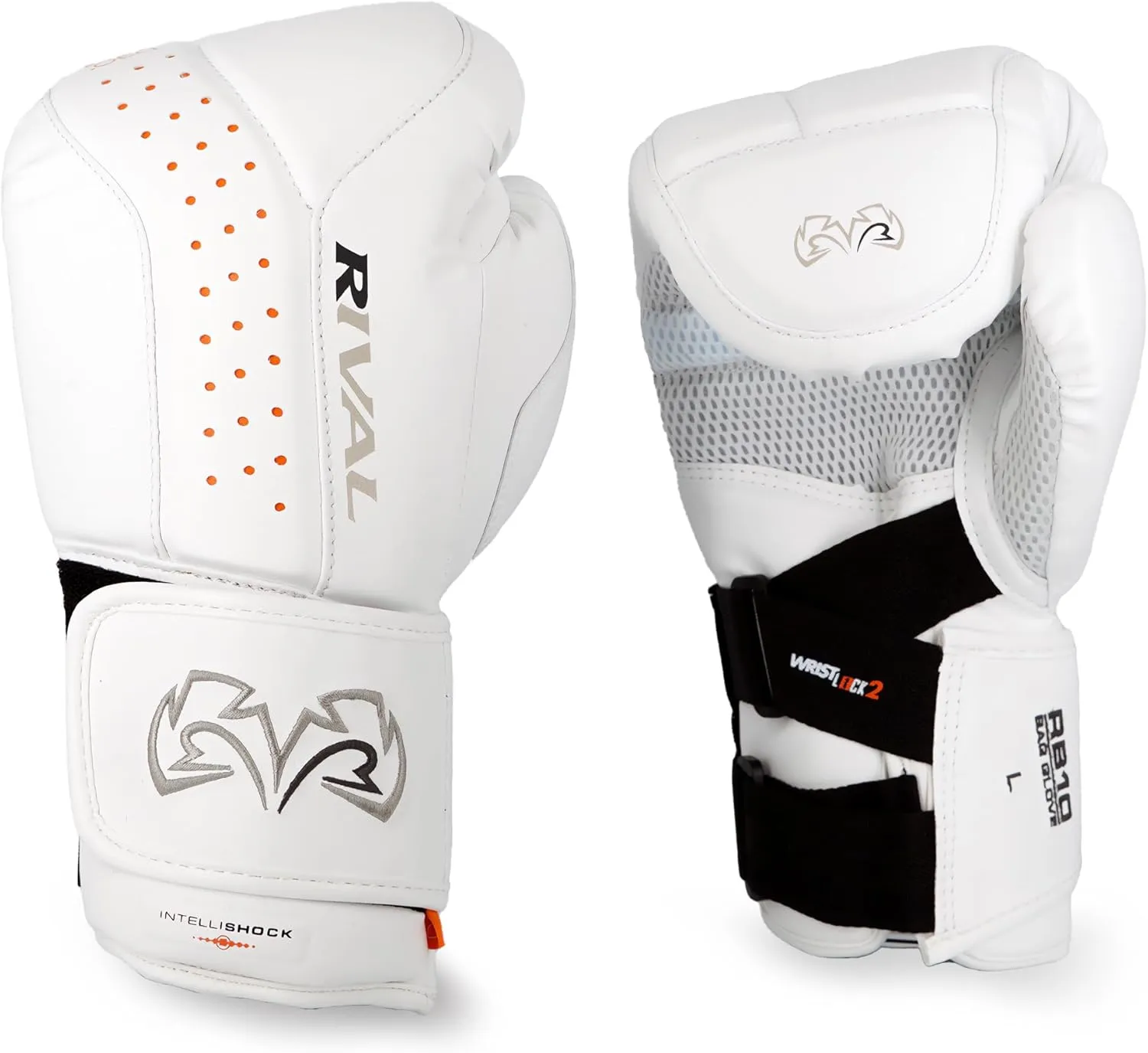 RIVAL Boxing RB10 Intelli-Shock Bag Gloves, Hook and Loop Closure - Ergonomic Fit, 1.25” of Closed Cell Foam for Intense Bag Use