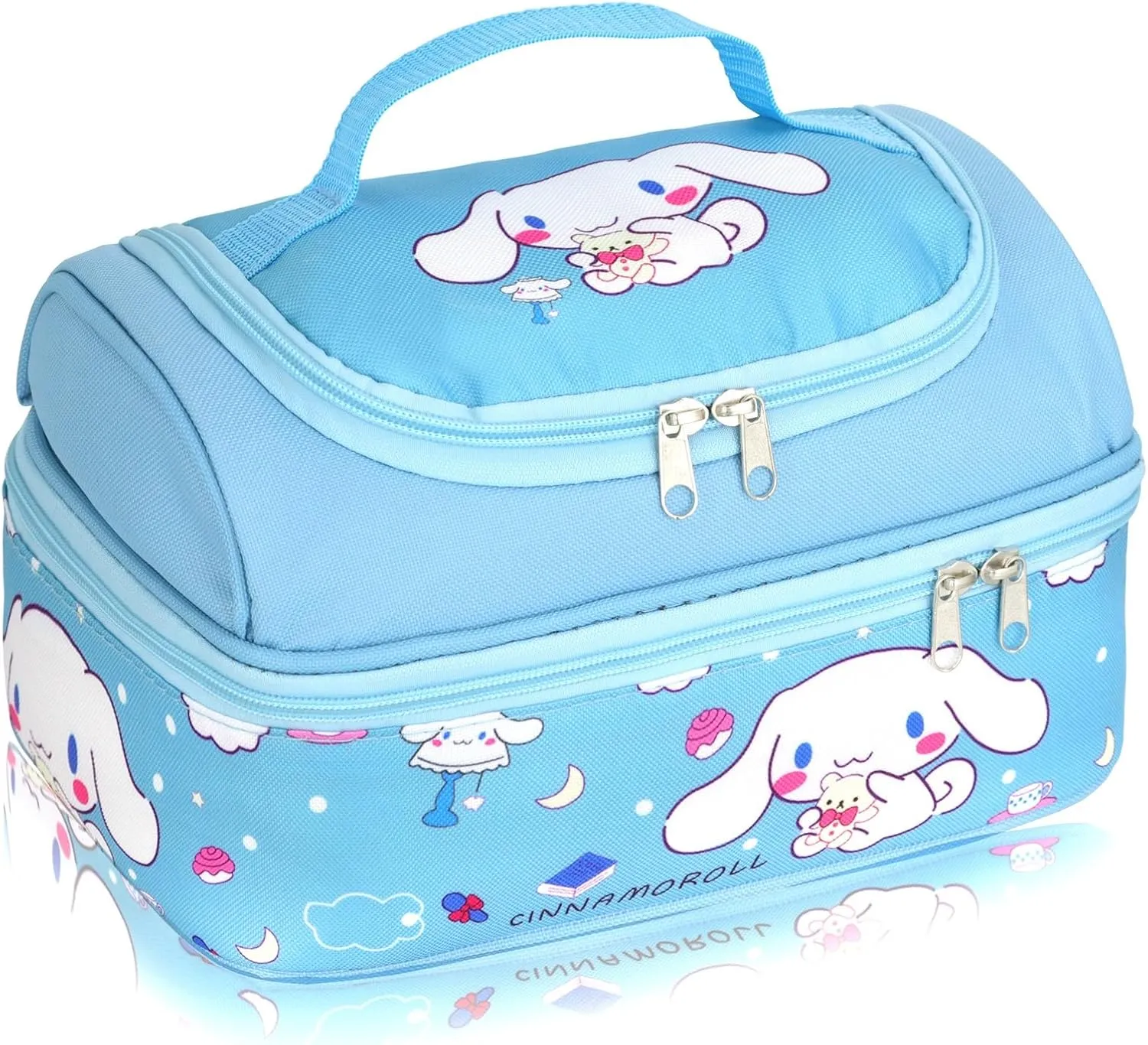 Roffatide Anime Cinnamoroll Lunch Bag for Man Woman Leakproof Lunch Box Large Compartment Lunch Container Tote for Work Travel Blue