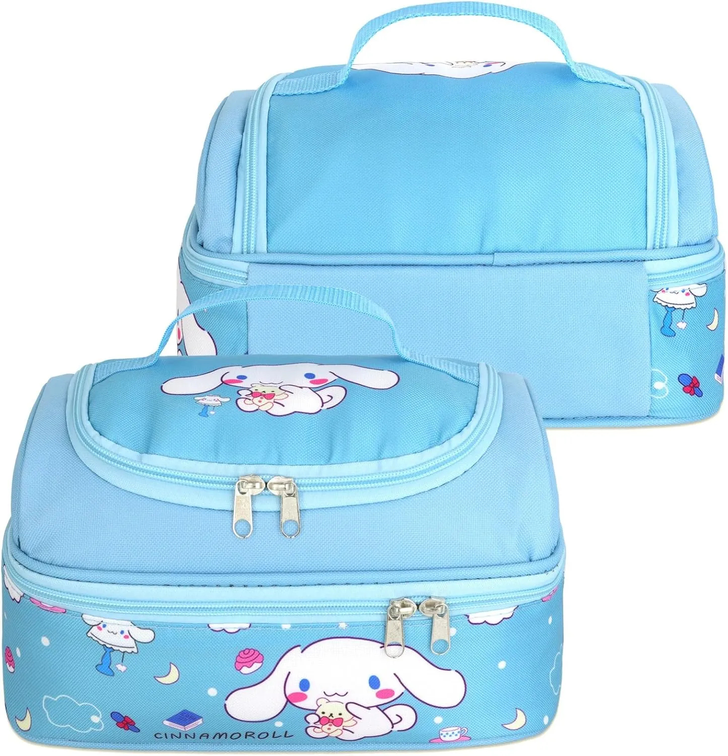 Roffatide Anime Cinnamoroll Lunch Bag for Man Woman Leakproof Lunch Box Large Compartment Lunch Container Tote for Work Travel Blue