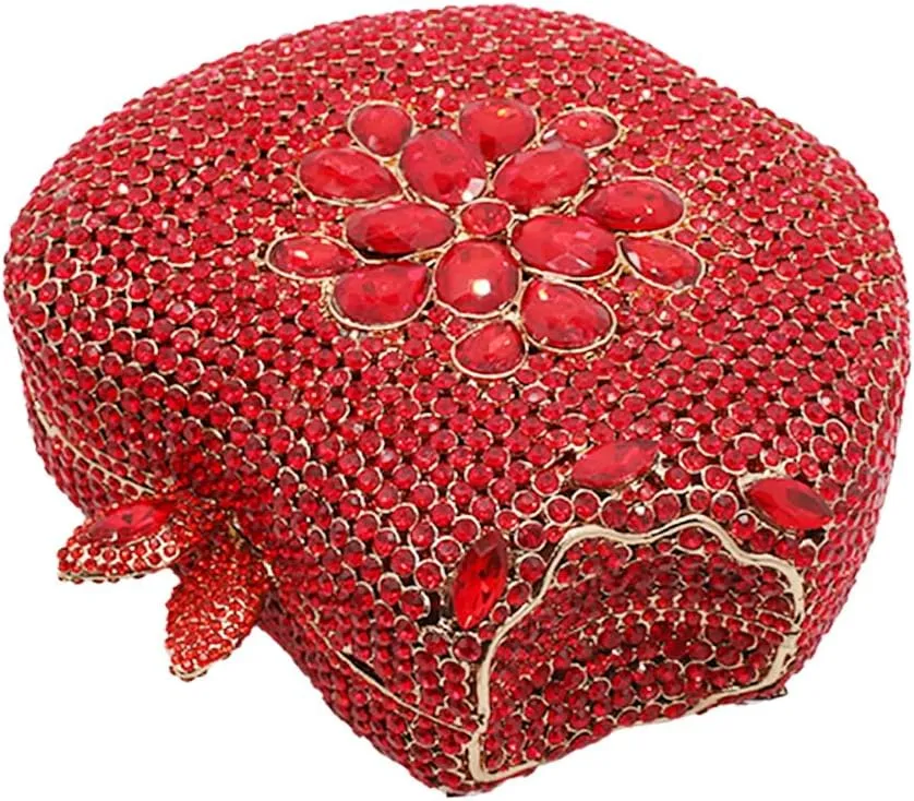 RomanticDesign Women Cute Apple Shape Evening Clutch Glitter Rhinestone Diamond Handbag Party Prom Banquet Purse