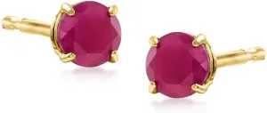 Ross-Simons 0.60 ct. t.w. Round Ruby Earrings in 14kt Yellow Gold
