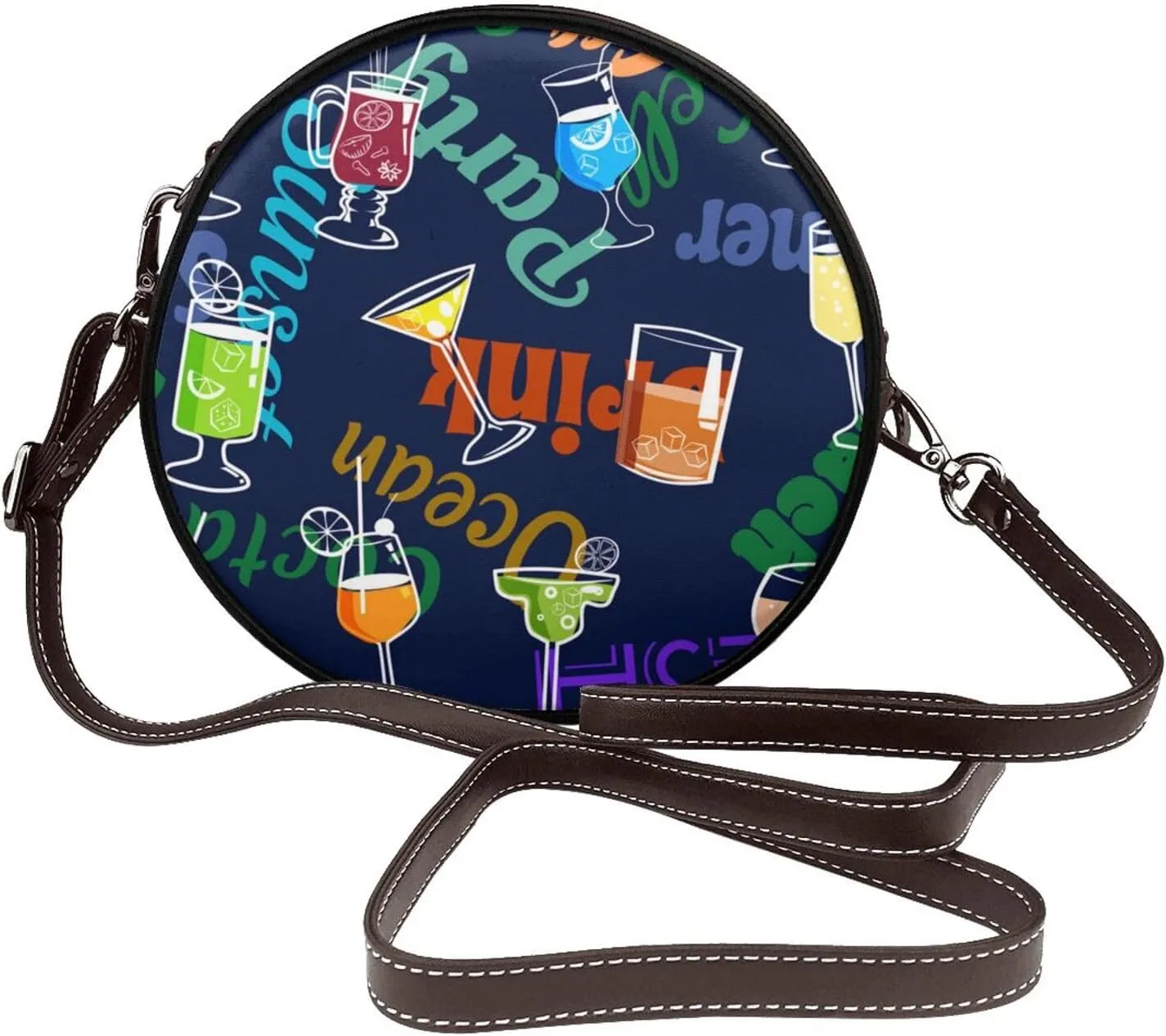 Round Crossbody Shoulder Bag Circle Purse Handbags for Women Small Fashion Clutch Evening Wallet