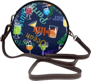 Round Crossbody Shoulder Bag Circle Purse Handbags for Women Small Fashion Clutch Evening Wallet
