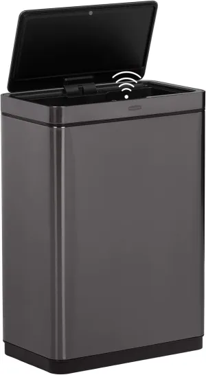 Rubbermaid Elite Stainless Steel Sensor Trash Can for Home and Kitchen Batteries Included 12.4 Gallon Charcoal for Home/Kitchen/Hotel/Lobby/Office