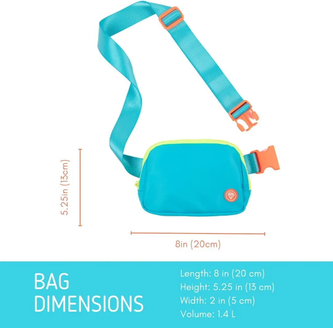 Rubina Anywhere Belt Bag | Crossbody Bag for Women | Unisex Hip Waist Pack for Hiking, Workout, Running, Traveling, Festivals | Chest Bag | Adjustable Strap | Miami Blue