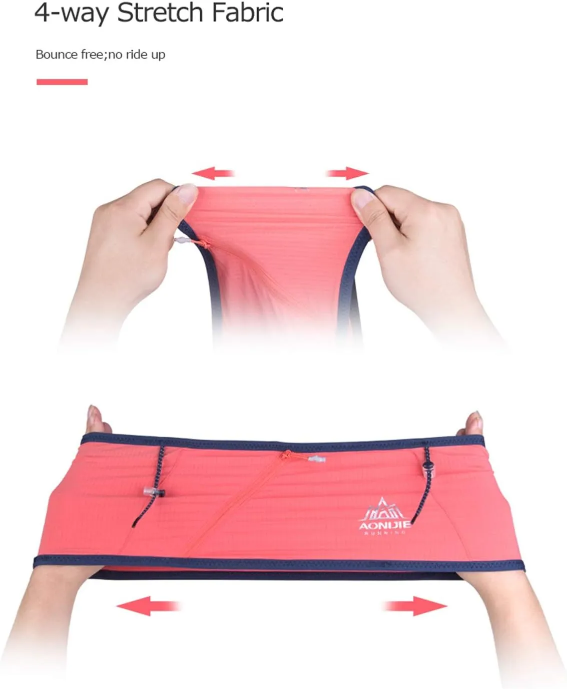 Running Pouch Belt Waist Pack Fanny Bag with 250ml Soft Water Bottle, Bounce Free Fashion Workout Jogging Travelling Money Pocket Belt for Women (Black, M/L)