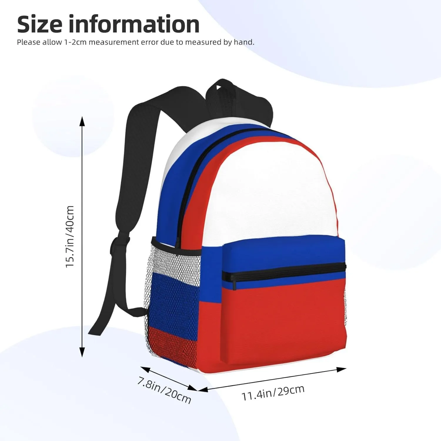 Russian Flag Fashion Backpack,Casual Daypack Backpacks For Men Women, Laptop Bag Travel Hiking Camping