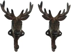 Rustic Heavy Duty Cast Iron Decorative Deer Wall Hooks Deer Antler Key Holder Hanging Towel Key Coat Hook Durable Iron Hanger Key Rack Living Room Bathroom Room Kitchen Wall Decoration