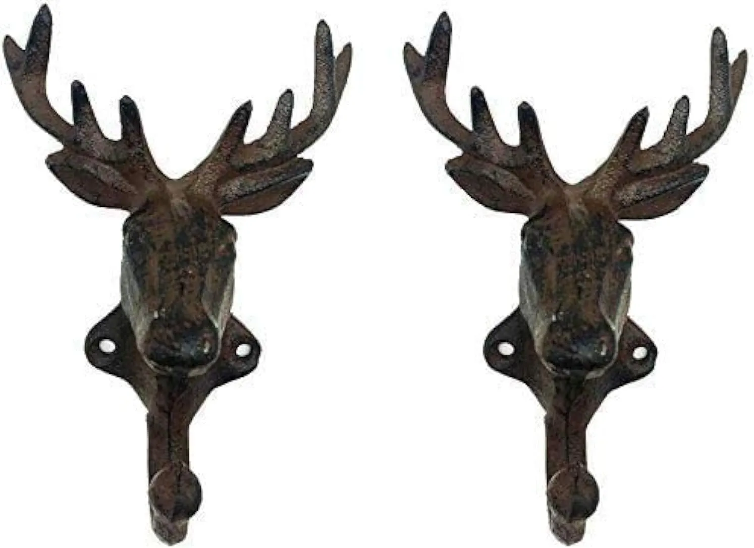 Rustic Heavy Duty Cast Iron Decorative Deer Wall Hooks Deer Antler Key Holder Hanging Towel Key Coat Hook Durable Iron Hanger Key Rack Living Room Bathroom Room Kitchen Wall Decoration