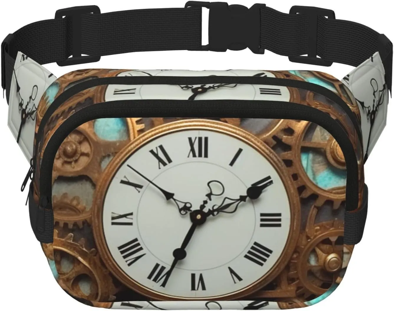 Rusty Steampunk Clock Fanny Pack For Women Waterproof Adjustable Belt Bags Waist Pack Fashion Casual Crossbody Bags Bum Bag For Running Workout Hiking Traveling
