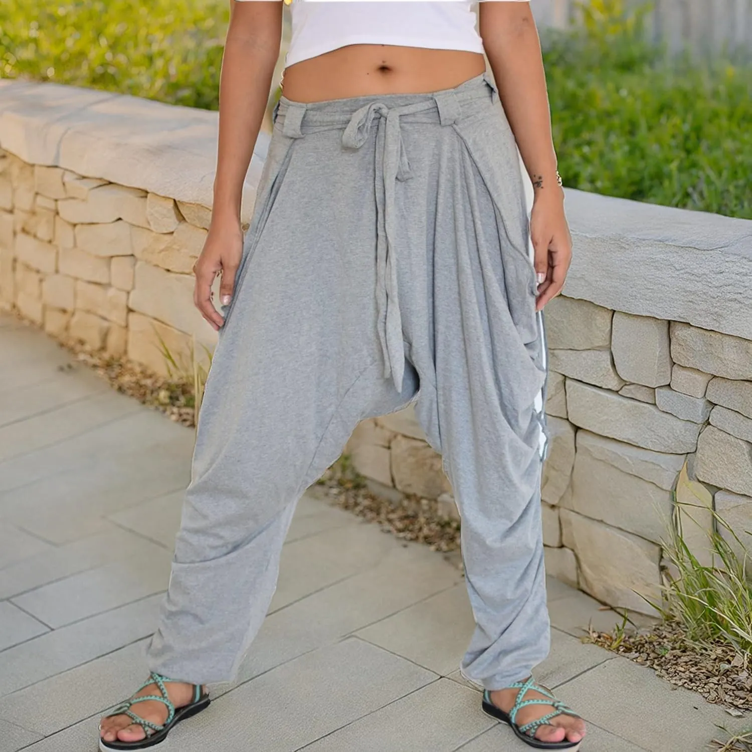 Sakoonee Women Men Baggy Harem Pants Lounge Trousers Palazzo Dhoti Style 2 Pockets Cotton