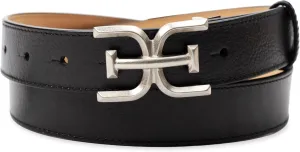 Sam Edelman Women's Fashion Double-E Plaque Logo Buckle Slim Textured Belt for Jeans, Dresses and Trousers