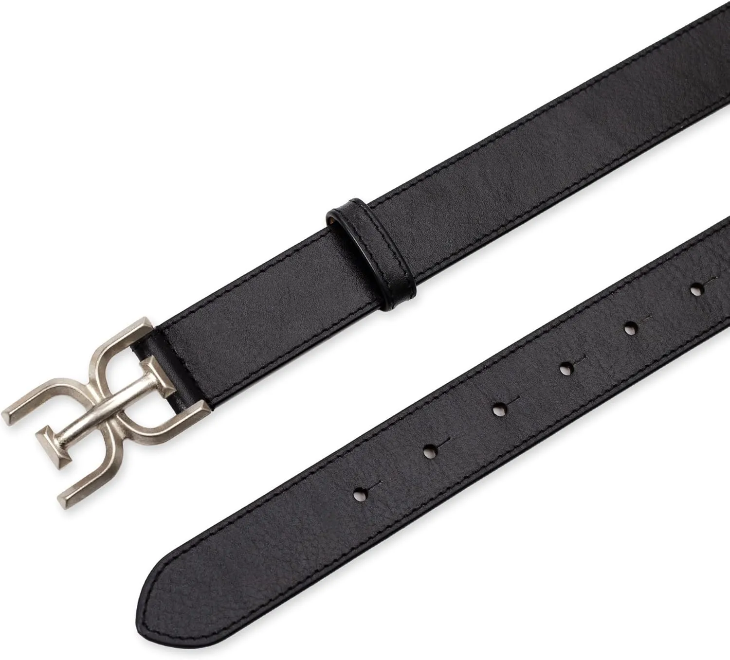 Sam Edelman Women's Fashion Double-E Plaque Logo Buckle Slim Textured Belt for Jeans, Dresses and Trousers