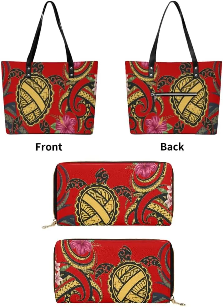 Samoa Tribal Design Women'S Handbag Large Capacity Shoulder Bag Polynesian 2-Piece Women'S Bag The Same Purse