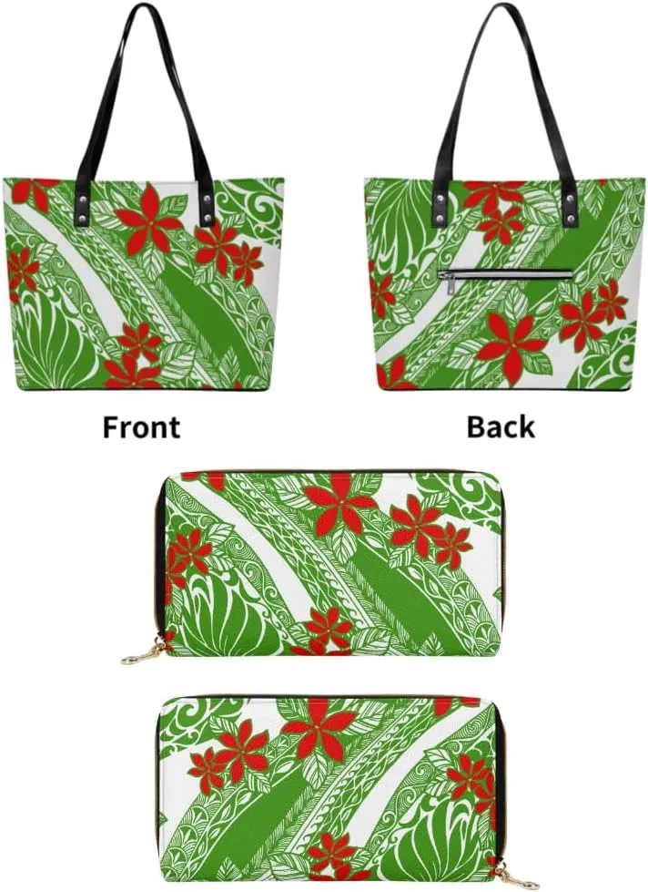 Samoa Tribal Design Women'S Handbag Large Capacity Shoulder Bag Polynesian 2-Piece Women'S Bag The Same Purse