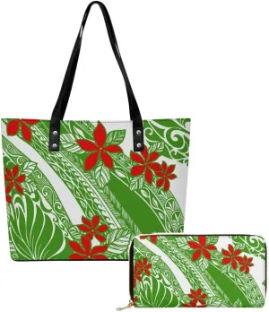 Samoa Tribal Design Women'S Handbag Large Capacity Shoulder Bag Polynesian 2-Piece Women'S Bag The Same Purse
