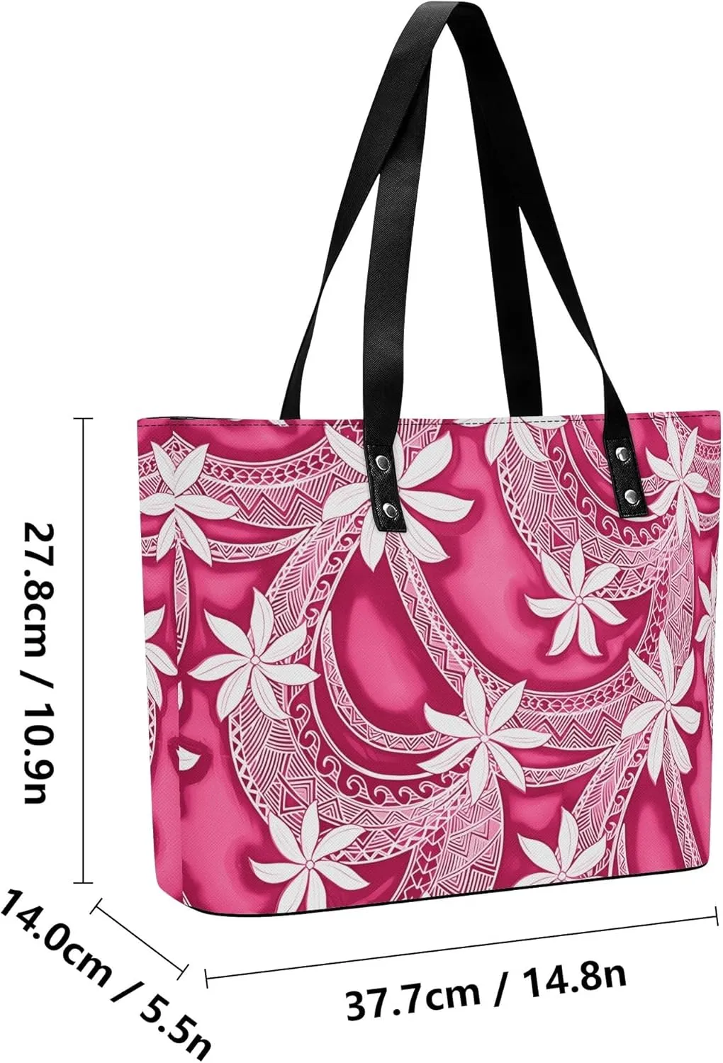 Samoan Tribal Floral Design Women'S Large Capacity Shoulder Bag Custom Polynesian Tote And Purse 2-Piece Set