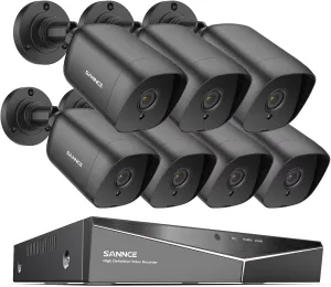 SANNCE 1080P CCTV Camera System, 5 in 1 DVR Hybrid Digital Video Recorder Compatible with TVI AHD CVI CVBS Analog IP Cameras, 7 Outdoor IP66 Security Cameras, No Hard Drive