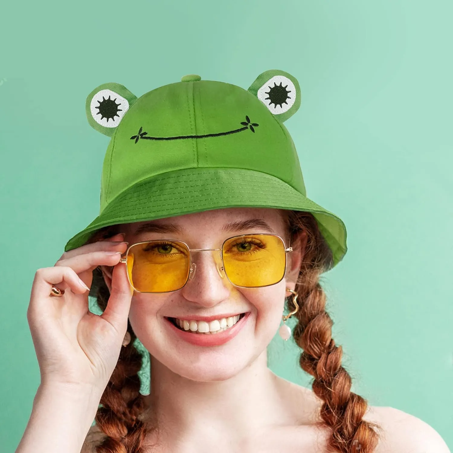 SAOROPEB Frog Bucket Hat - Cotton Funny Fisherman Hat for Adult Teens & Men