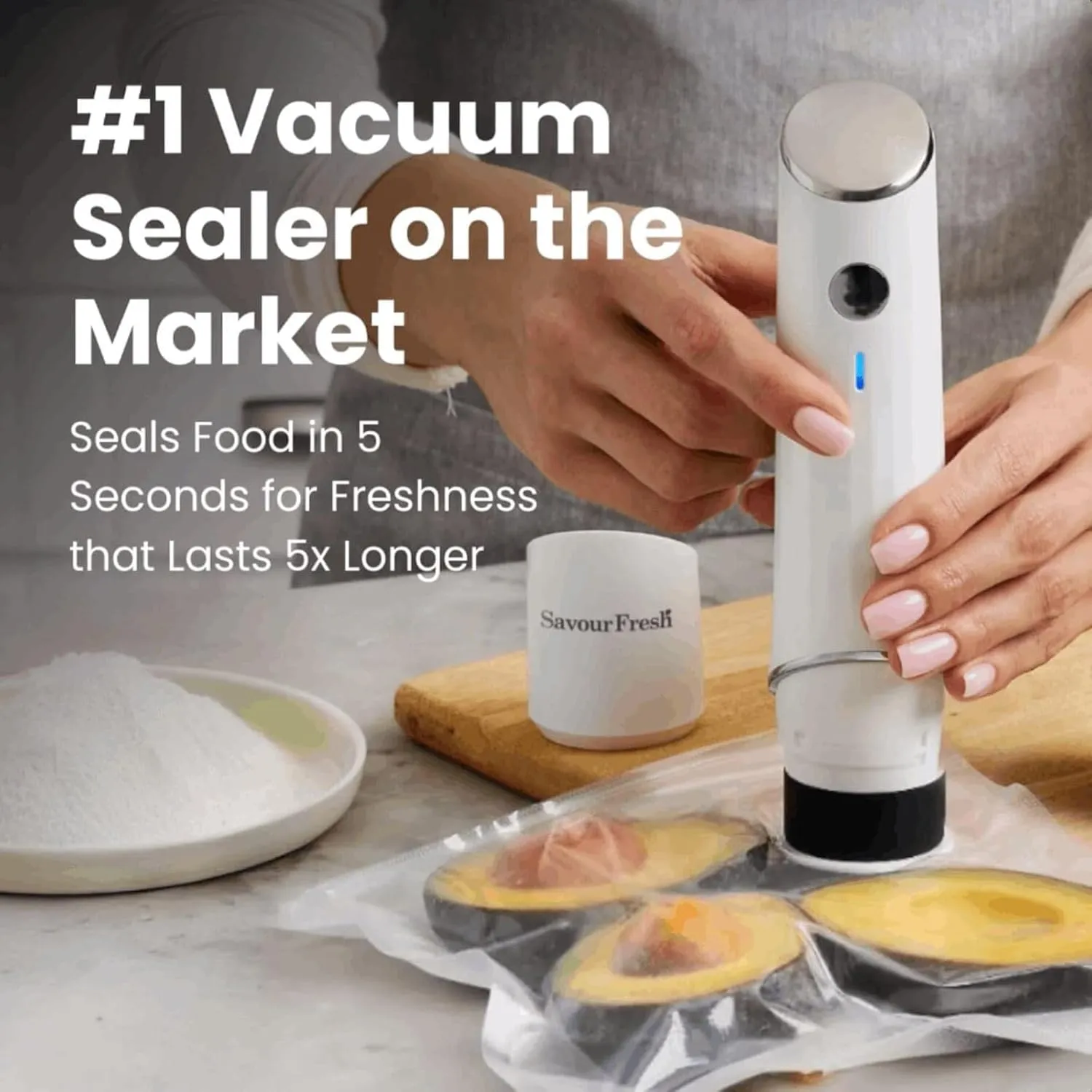 Savourfresh Vacuum Sealer, Savour Fresh Sealer, Handheld Portable Cordless Vacuums Sealers for Travel, With Reusable Sous Vide Bags (Vacuum Sealer   15 Bags)