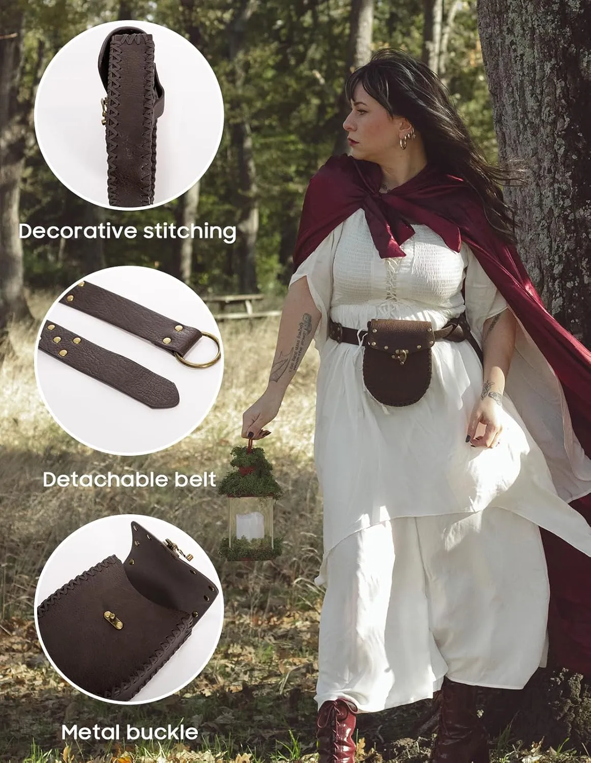 Scarlet Darkness Renaissance Belt Pouch Medieval Belts Pirate Viking Belt Renaissance Accessories