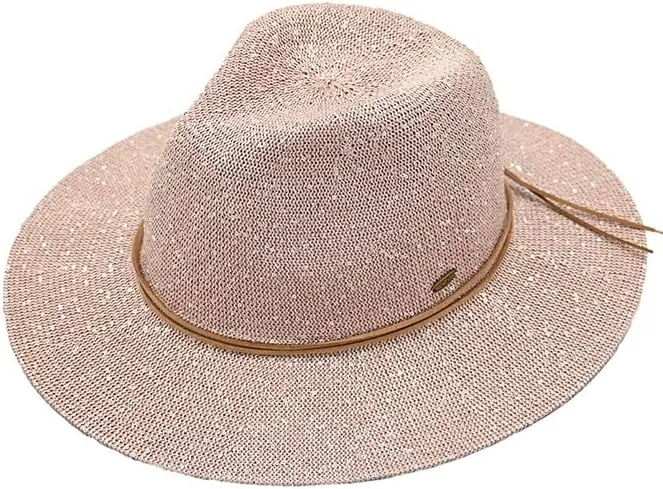 ScarvesMe Women's Classic Knitted Sequin Wide Brim Panama Sun Hat