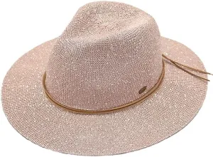 ScarvesMe Women's Classic Knitted Sequin Wide Brim Panama Sun Hat