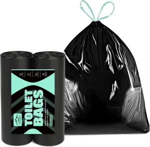 Sckee 50 Pack Heavy-Duty Waste Liners, Leak-Proof Potty Bags with Drawstring, Portable Toilet Buckets Bags for Hiking, Car Travel, Truck, RV, Boating, Road Trips & Outdoor Use (8 Gallon)