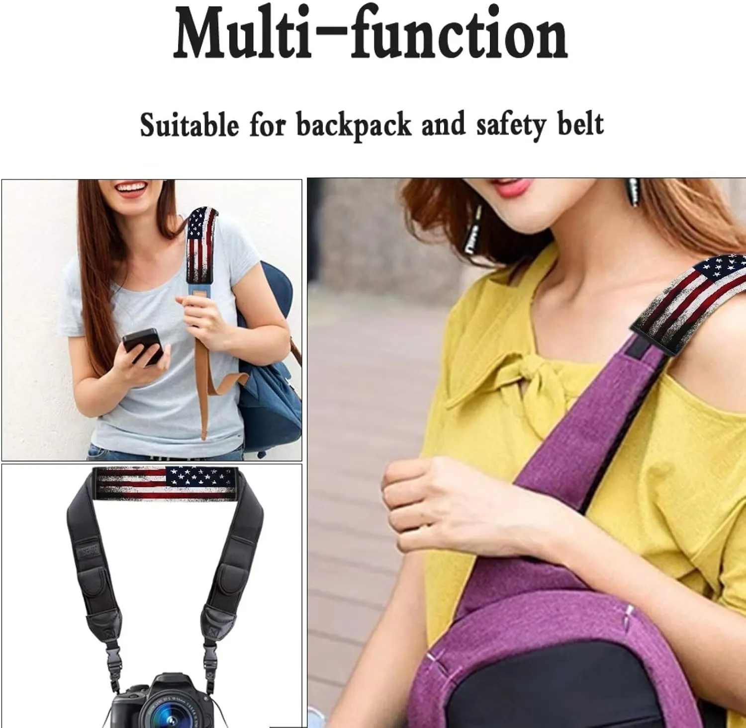 SEANATIVE Retro American Flag 2 Pack Universal Soft and Comfortable Car Seat Belt Pads Pads Pram Strap Covers Backpack Shoulder Pad Automotive Seat Belt Cushion Pad Cover