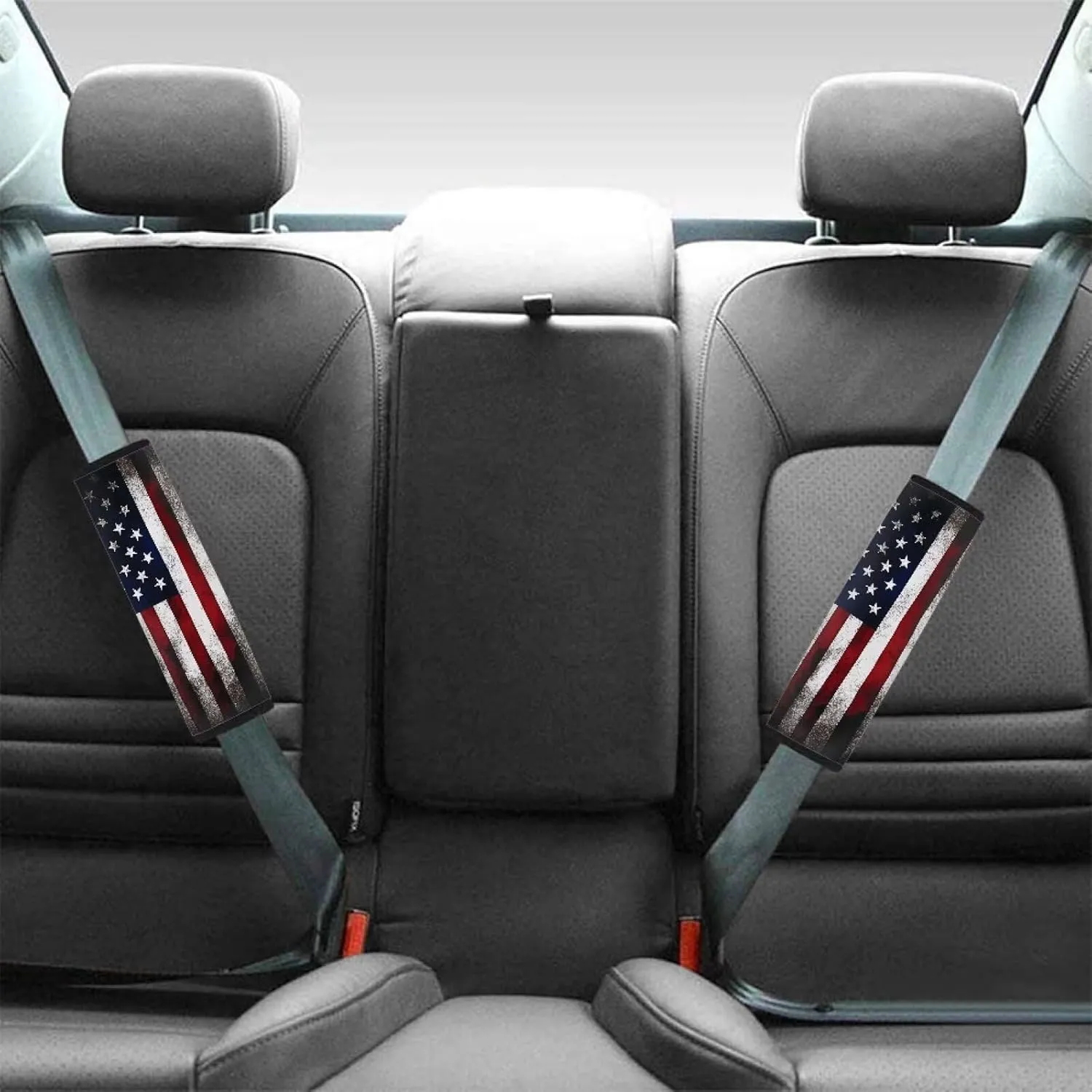 SEANATIVE Retro American Flag 2 Pack Universal Soft and Comfortable Car Seat Belt Pads Pads Pram Strap Covers Backpack Shoulder Pad Automotive Seat Belt Cushion Pad Cover