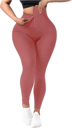 SEASUM High Waisted Yoga Legging with Adjustable Waist Corset Belt Tummy Control Slimming Waist Trainer Pant