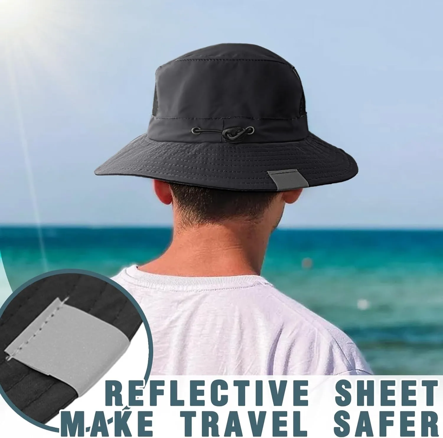 Seektop Surf Bucket Hat with UPF 50  UV Protection, Waterproof Sun Hat with Adjustable Chin Strap for Surfing, Water Sports