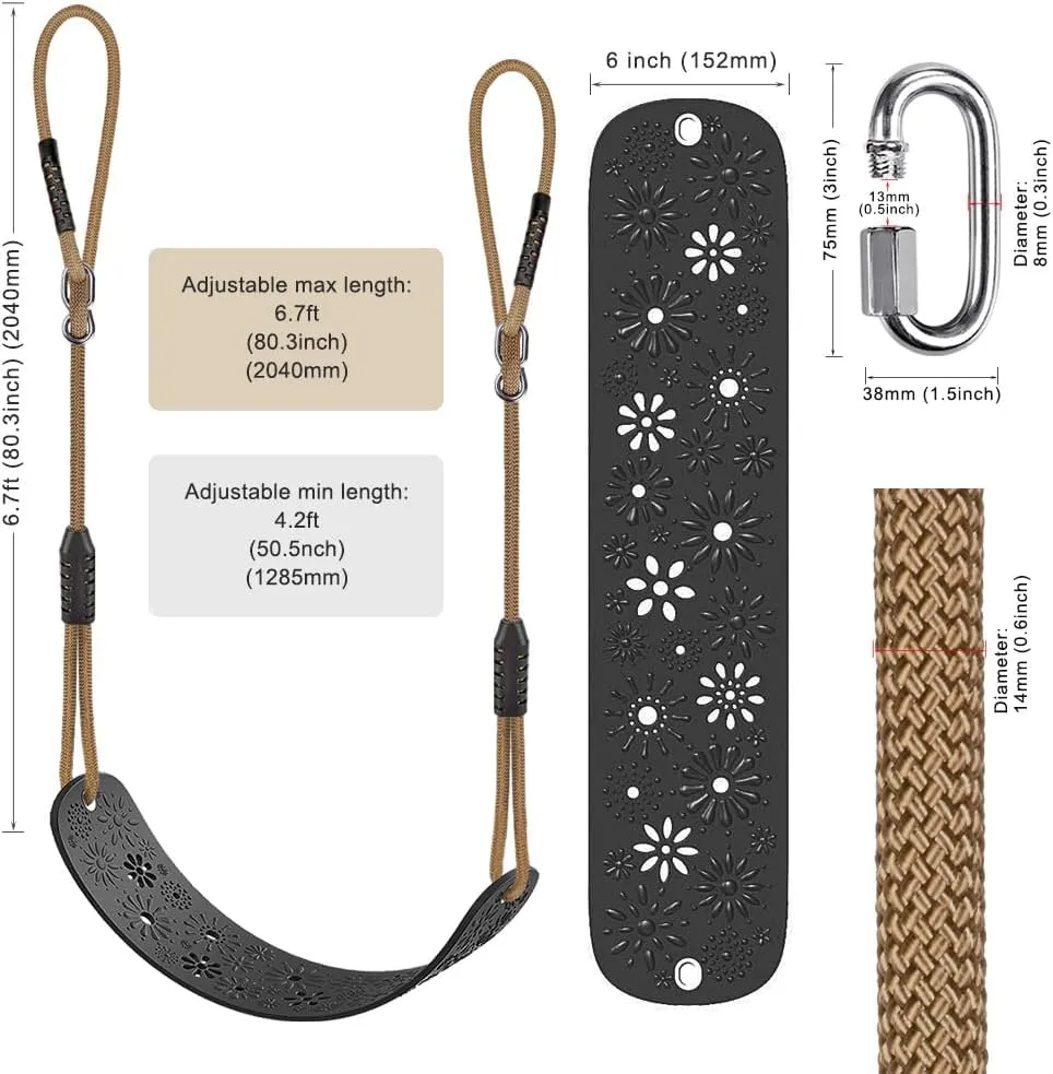 SELEWARE Swing Set Accessories Kids Swing Seat with Adjustable Rope Backyard Swingset Replacement for Both Indoor and Outdoor use Stylish Design Support 500 lbs