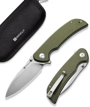 SENCUT Borzam Folding Knife for Men, Pocket Knife with 3.46" 9Cr18MoV Blade & G10 Handle, EDC Knives for Outdoor Indoor Camping S23077-1 (OD Green)