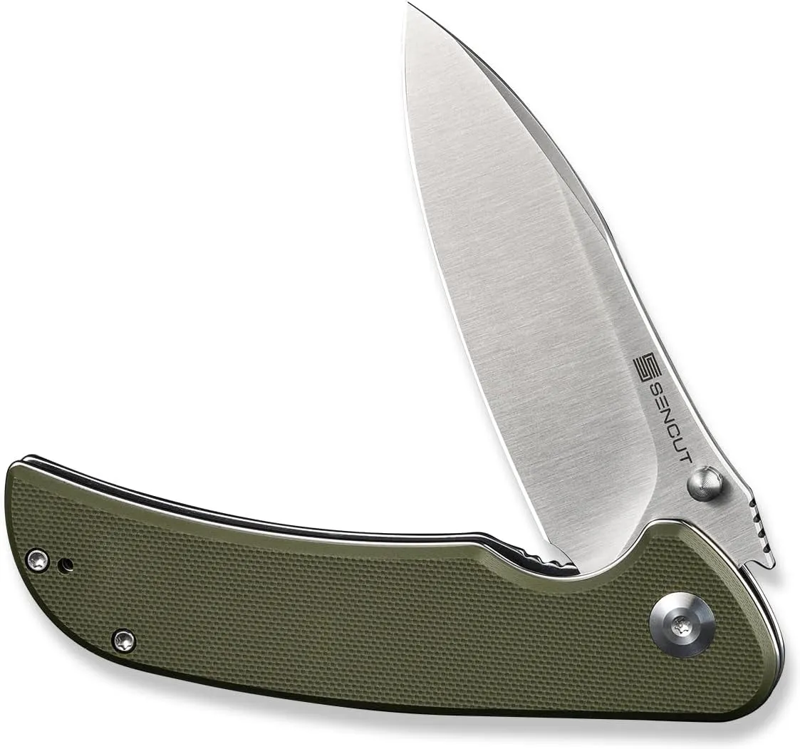 SENCUT Borzam Folding Knife for Men, Pocket Knife with 3.46" 9Cr18MoV Blade & G10 Handle, EDC Knives for Outdoor Indoor Camping S23077-1 (OD Green)