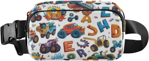 senya Cartoon Monster Trucks Letters Fanny Pack Crossbody Bags for Women Belt Bag Running Waist Bag with Adjustable Strap